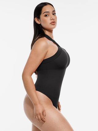 Crossover Halter Thong Bodysuit