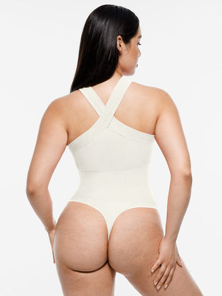Crossover Halter Thong Bodysuit