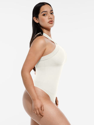 Crossover Halter Thong Bodysuit