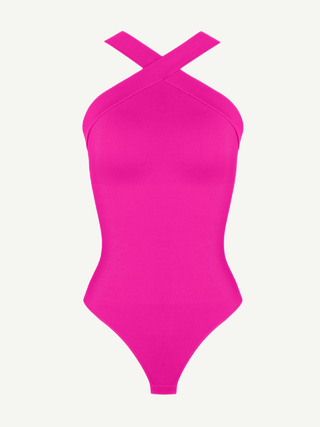 Crossover Halter Thong Bodysuit