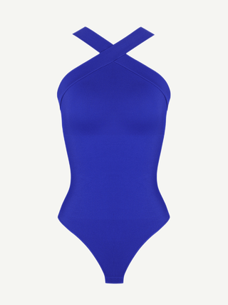Crossover Halter Thong Bodysuit