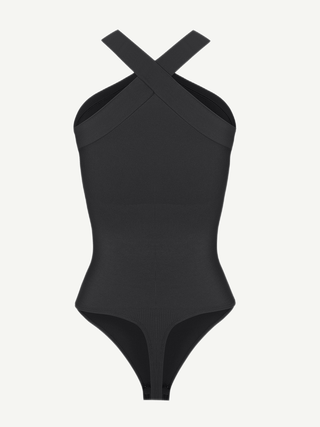 Crossover Halter Thong Bodysuit