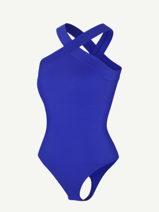 Crossover Halter Thong Bodysuit