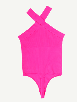 Crossover Halter Thong Bodysuit