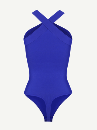 Crossover Halter Thong Bodysuit