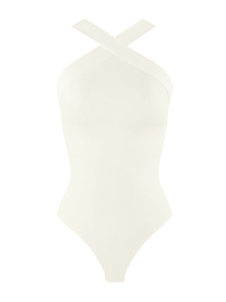 Crossover Halter Thong Bodysuit
