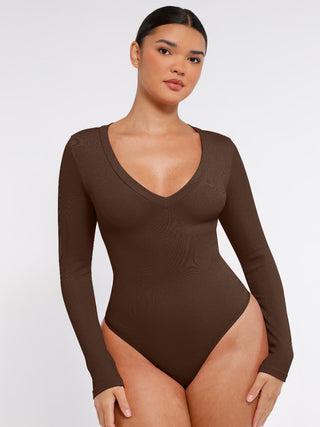 Long Sleeve V Neck Bodysuit